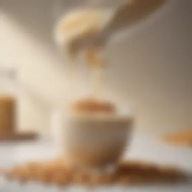 Soy milk being poured into a bowl of cereal