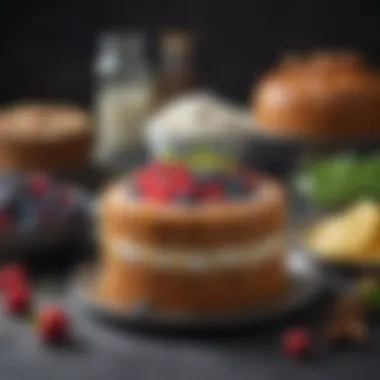 A close-up view of the ingredients used in creating premade cakes