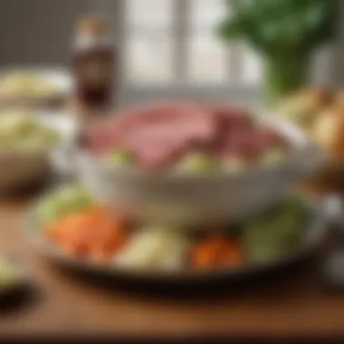 Comfort Food: Hearty Bowl of Corned Beef and Cabbage A hearty bowl of corned beef and cabbage ready to be enjoyed