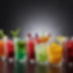 A vibrant array of ready mixed drinks showcasing various flavors and colors.