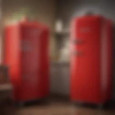 Stylish red retro refrigerator showcasing vintage design