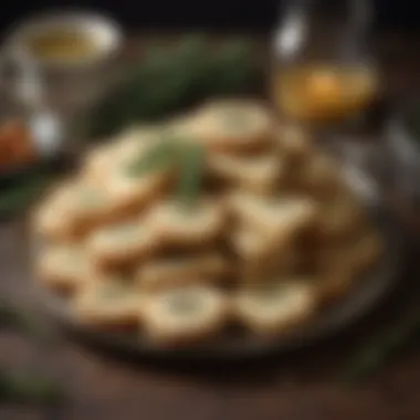 Elegant arrangement of rosemary shortbread on a decorative platter