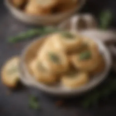 Fresh rosemary sprigs alongside a bowl of dough