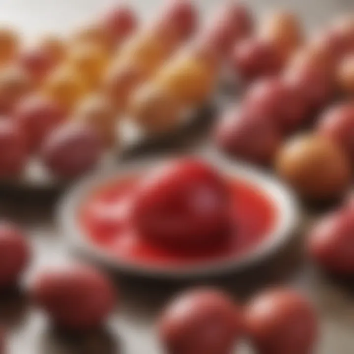 A collection of eco-friendly applications of Ruby's dye in culinary artistry beyond traditional egg dyeing.