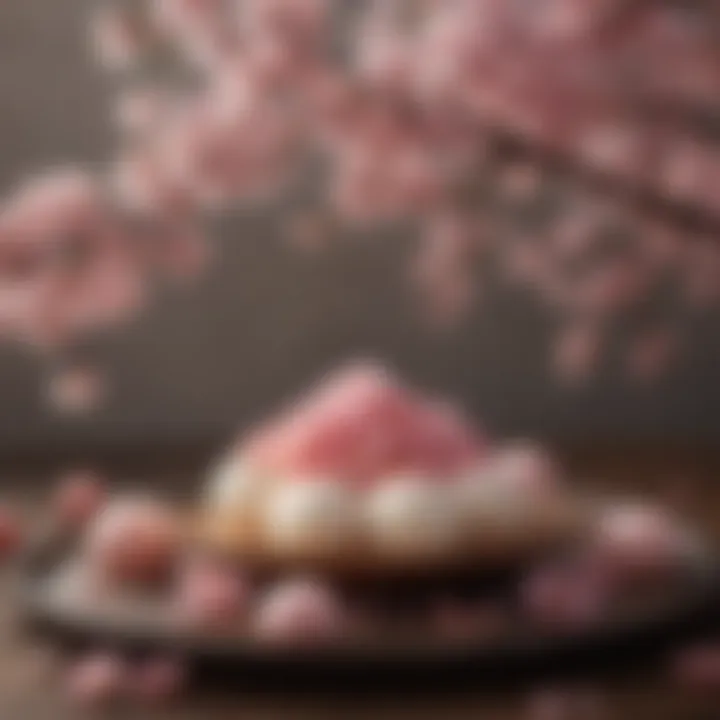 Seasonal cherry blossoms in full bloom, symbolizing the essence of sakura mochi.