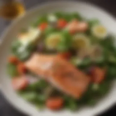 A quick salmon salad featuring greens and a zesty dressing