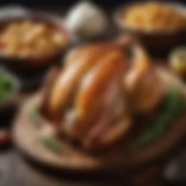 Nutritional Insights of Whole Chicken Nutritional breakdown of a whole chicken on a wooden table