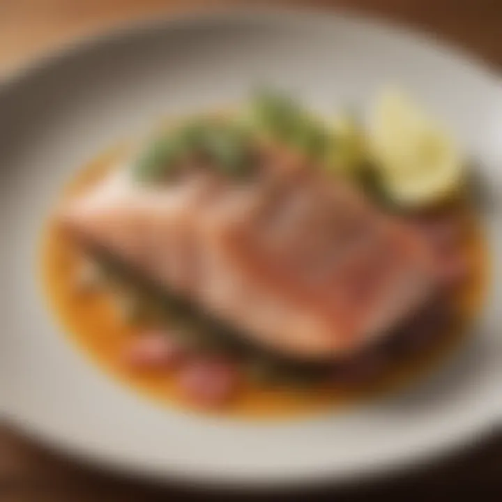 Artfully plated smoked steelhead dish