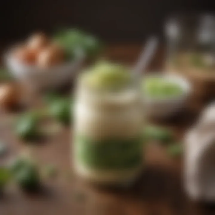 Close-up of Sprouts Vegan Mayo jar with fresh ingredients around it