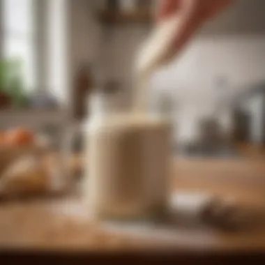 A cozy kitchen setting showcasing the preparation of vegan creamer