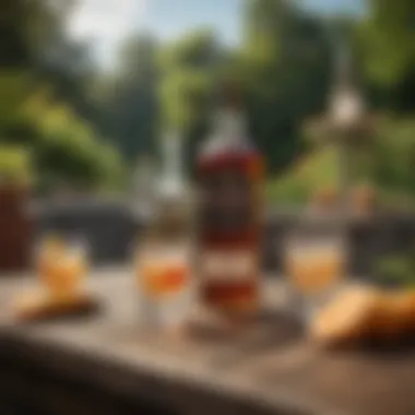 Vibrant Outdoor Setting for Summer Cocktails A vibrant outdoor setting for enjoying summer cocktails with Drambuie