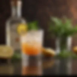 A vibrant tequila cocktail garnished with fresh herbs and citrus