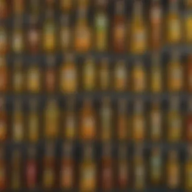 An array of different vegetable oils arranged elegantly