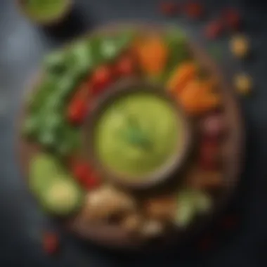 Luscious Green Chutney Presentation A bowl of green chutney with garnishes