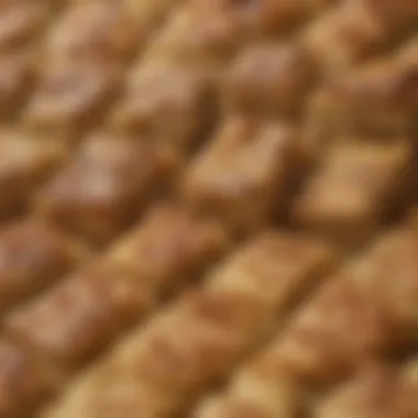 Close-Up of Textured Sweet Matzo Kugel A close-up of sweet matzo kugel with a crispy texture and hints of cinnamon and sugar