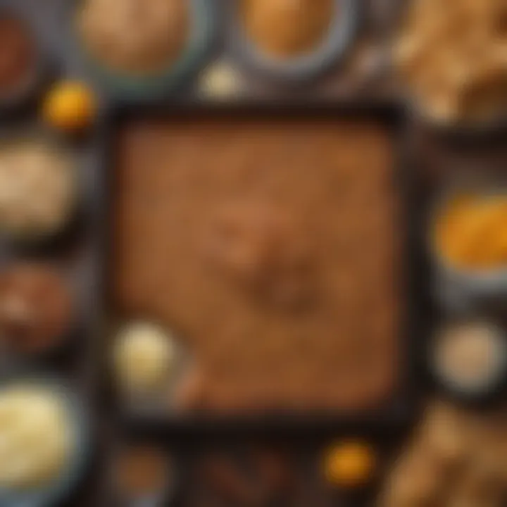 A vibrant display of ingredients for sweet matzo kugel, including matzo, eggs, and cinnamon