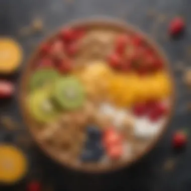 A vibrant smoothie bowl topped with granola and tropical fruits