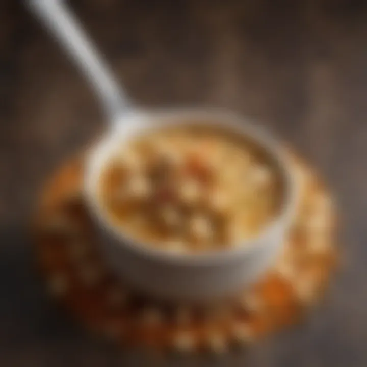 Spoonful of chicken bouillon cube granules with spices