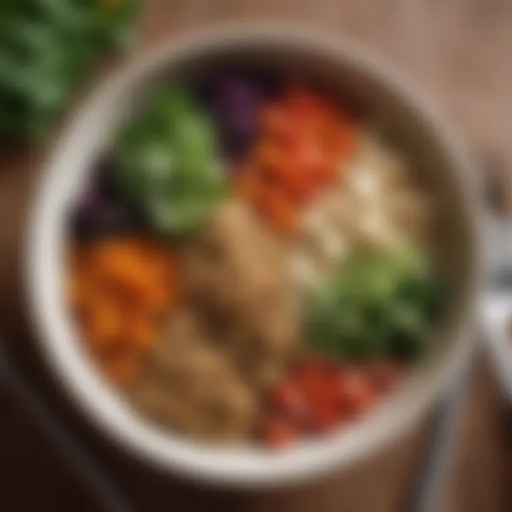 A beautifully arranged bowl of quinoa and vegetable dish, showcasing healthy options in a stylish Chicago eatery.