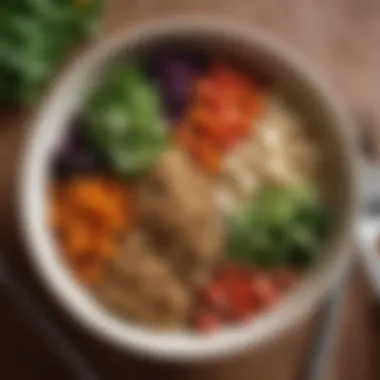 Nutrient-Dense Quinoa Bowl A beautifully arranged bowl of quinoa and vegetable dish, showcasing healthy options in a stylish Chicago eatery.