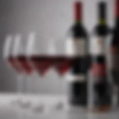 A beautifully arranged selection of medium-bodied red wines in elegant glasses