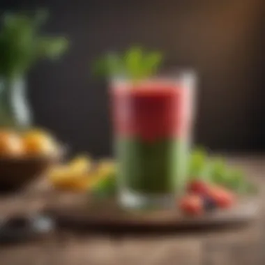 A beautifully blended smoothie in a glass garnished with herbs