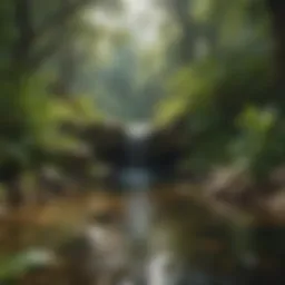 A pristine mountain spring surrounded by lush greenery, symbolizing natural hydration.