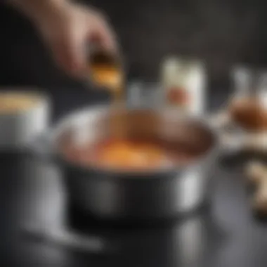 Maintenance tips for the Calphalon Premier Sauce Pan displayed alongside cleaning supplies