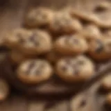 A variety of raisin cookies displayed on a rustic wooden table