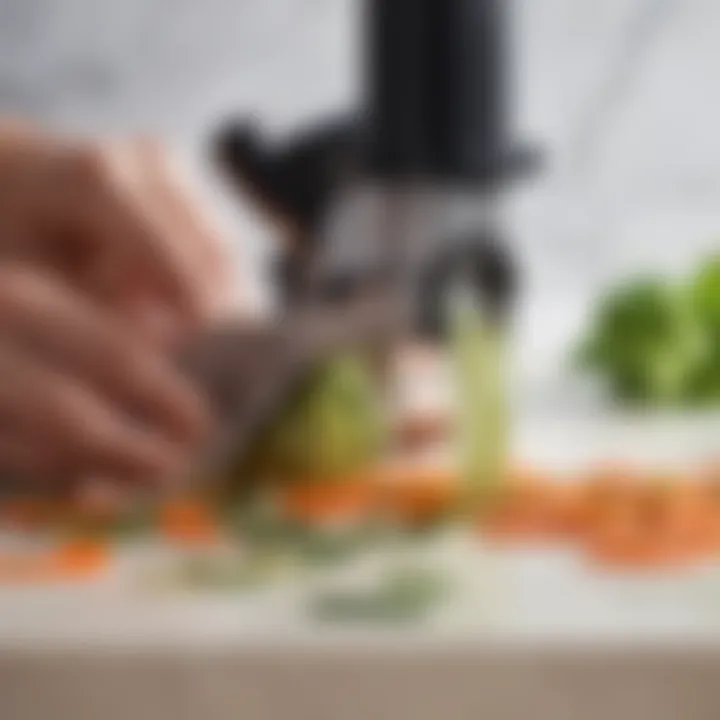 Close-up view of the Dash Vegetable Cutter showcasing its sharp blades.