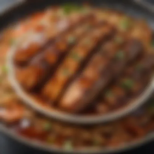A vibrant bowl of honey teriyaki marinade showcasing its rich color and texture