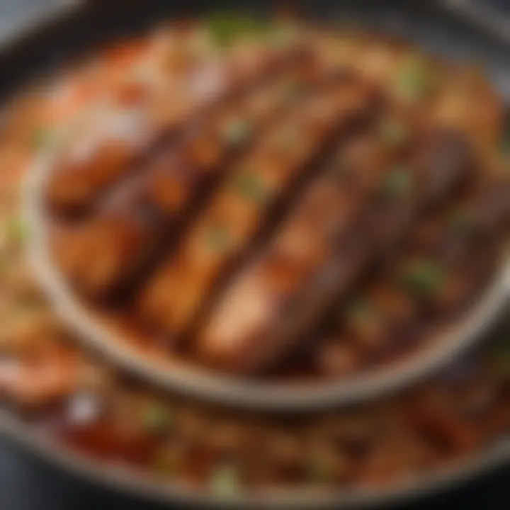 A vibrant bowl of honey teriyaki marinade showcasing its rich color and texture