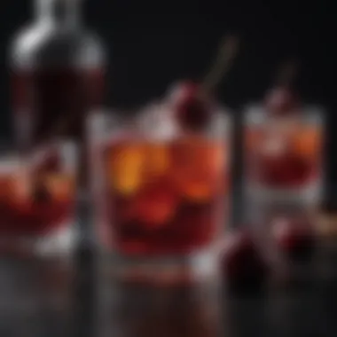 Rich color and texture of the dark cherry old fashioned