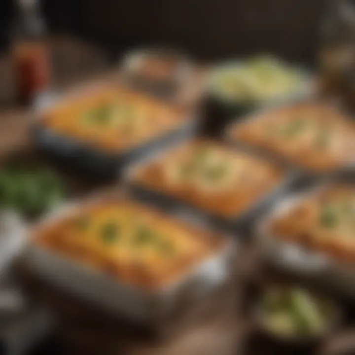 An array of different Mexican casserole variations served in rustic dishes