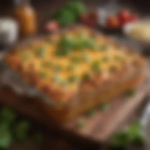 A vibrant Mexican casserole topped with fresh cilantro and cheese
