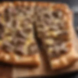 A delicious slice of Philly cheese steak pizza showcasing melted cheese and tender steak