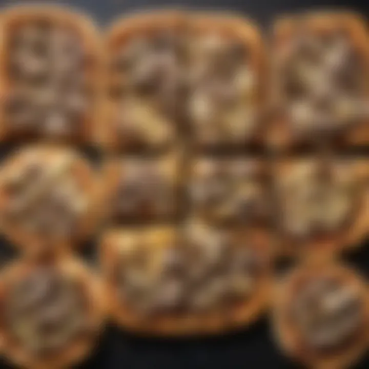 A beautifully arranged plate of various Philly cheese steak pizza variations