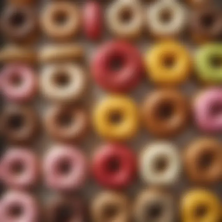 A vibrant display of assorted donuts showcasing various flavors and toppings.