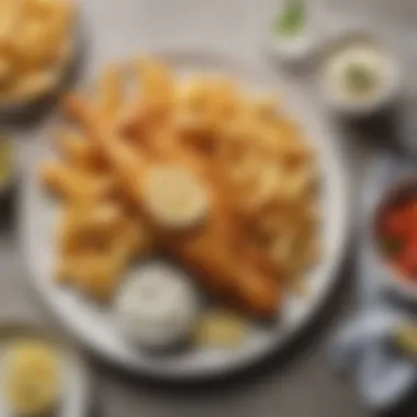 A vibrant plate of fish and chips garnished with fresh lemon and tartar sauce