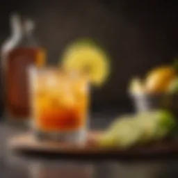 A vibrant cocktail glass filled with a Tequila Sun, garnished with fresh citrus slices.