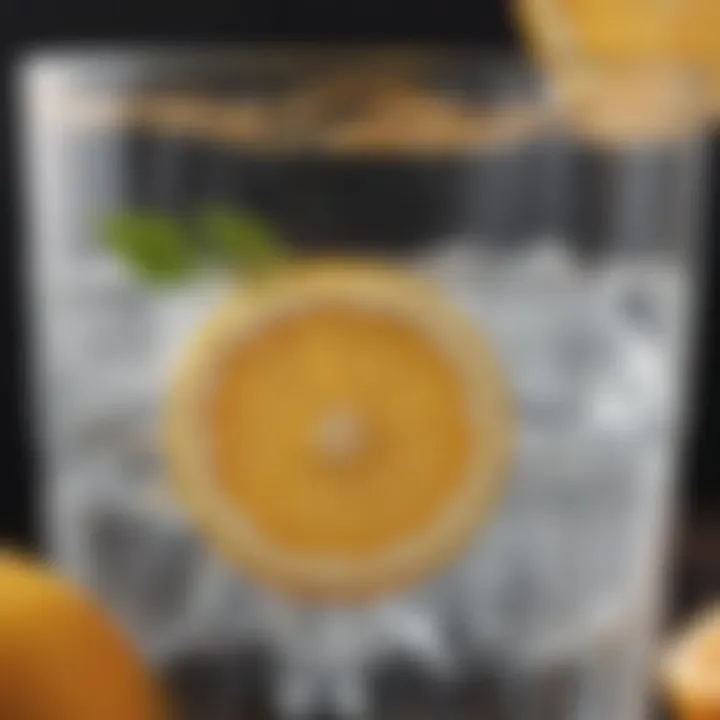 A refreshing glass of carbonated water with citrus slices