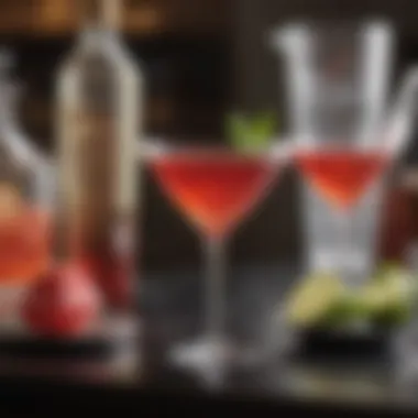 Historical depiction of a Cosmopolitan cocktail evolution