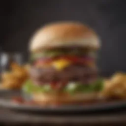 A beautifully plated gourmet hamburger with artisanal toppings.