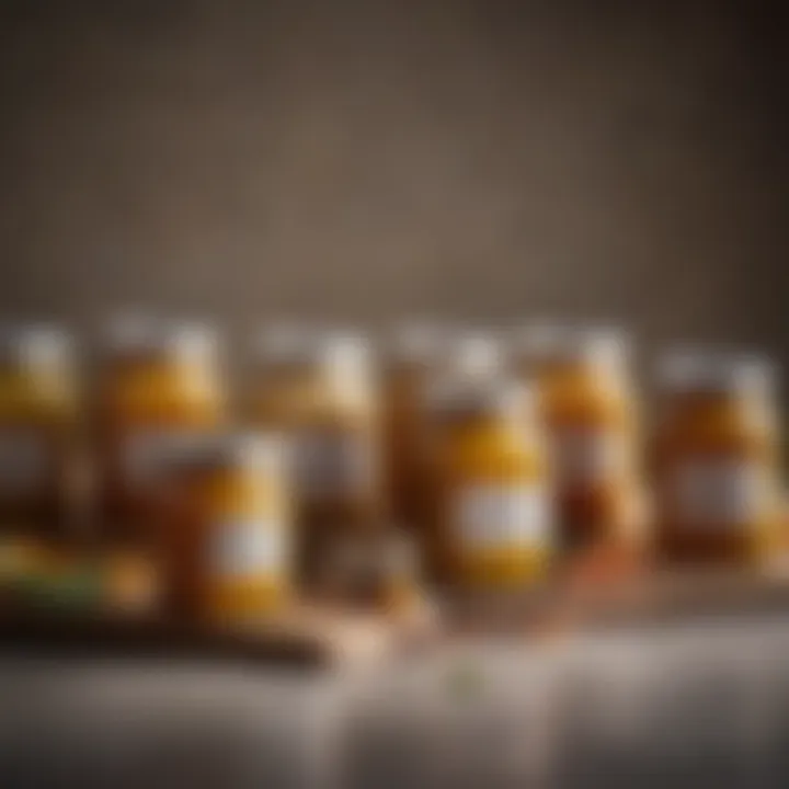 A display of various brands of organic bone broth in jars