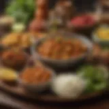 A vibrant spread of traditional Guyanese dishes showcasing diverse ingredients and flavors.