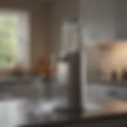 Elegant carbonated water fountain in a modern kitchen setting