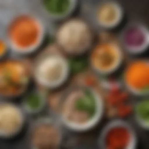A colorful array of fresh ingredients representing Vietnamese cuisine.