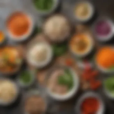 Fresh Ingredients in Vietnamese Cuisine A colorful array of fresh ingredients representing Vietnamese cuisine.