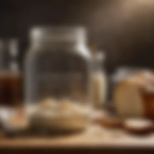 A beautifully crafted sourdough starter jar showcasing the bubbling fermentation process.