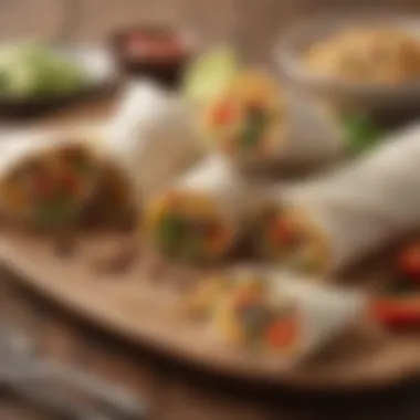 Colorful tortilla wraps showcasing veggie filling